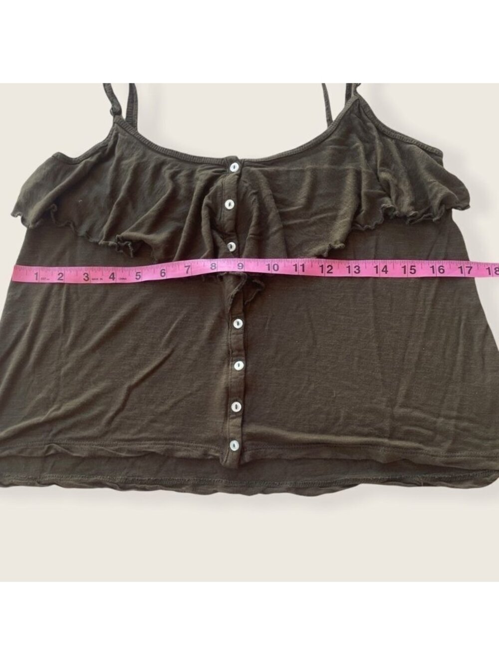 Aeropostale Green Button Front Ruffle Tank - Picture 2 of 5